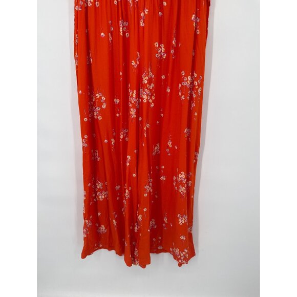 A.N.A Womens orange Floral romper size XL Short Sleeves Smocked Waist V-Neck new - Picture 3 of 6